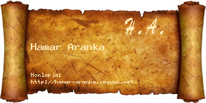 Hamar Aranka névjegykártya